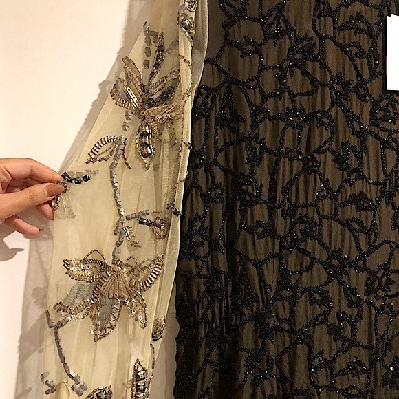 Beaded Designer Dries Von Noten silk long sleeve top with elastic waist - Picture 12 of 15